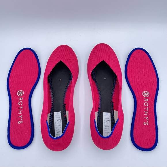 Rothy’s Round Toe Ballet Flats 7 1/2 Hot Pink Sexy Barbie - Picture 13 of 15